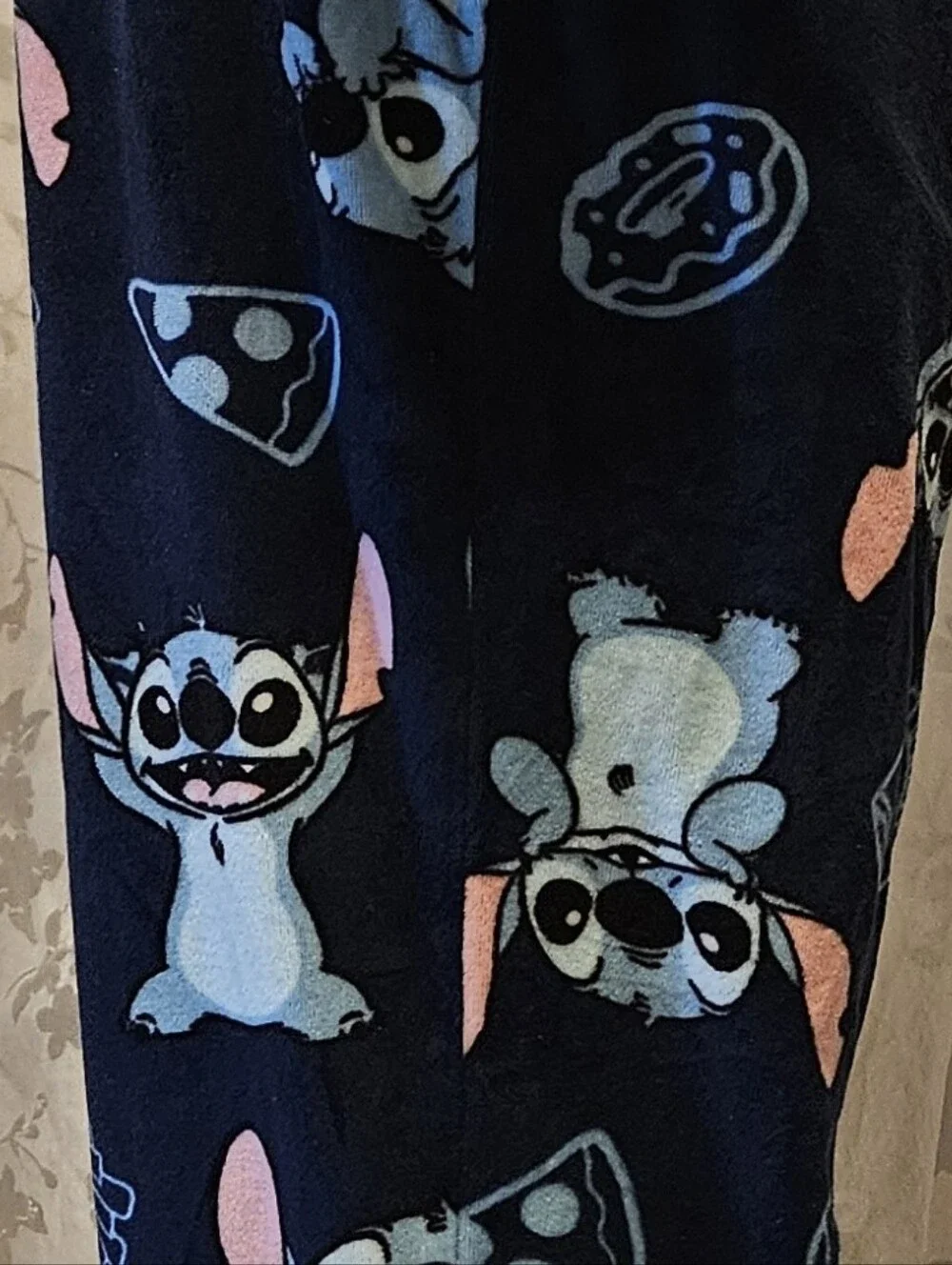 Disney Stitch More Snacks Sherpa Kids Pajama Set - Light Blue Top & Navy Pants